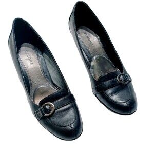 Merona Black Leather Alma Women's Heels Size 8.5